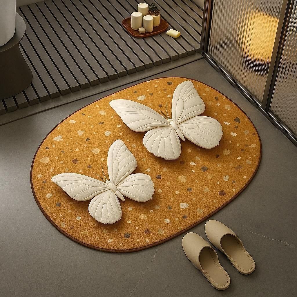 Butterfly Rugs Multi-purpose Quick-Drying Bathroom Mat Living Room (Pack of 2)